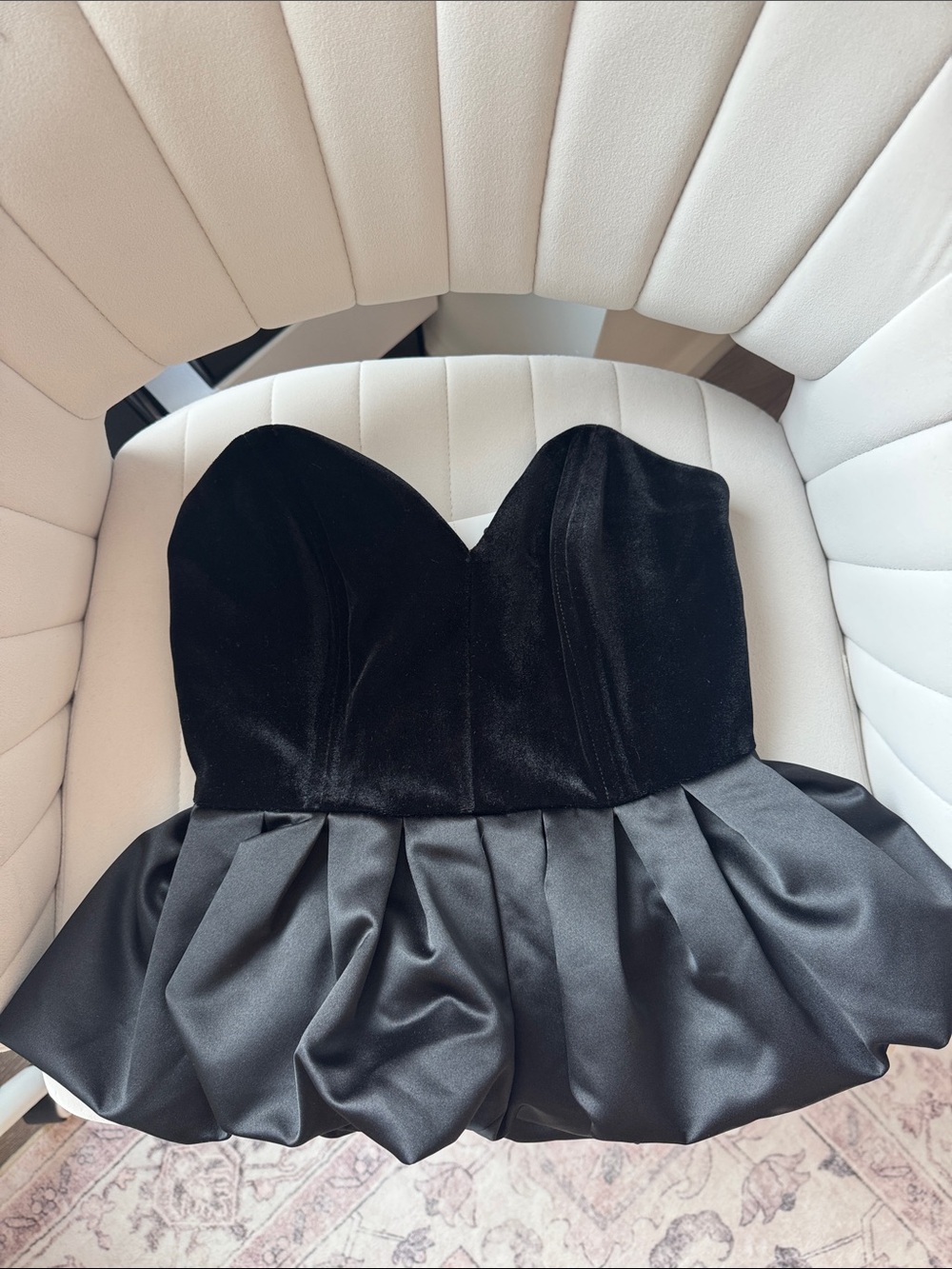 Aqua Black Strapless Peplum Dress